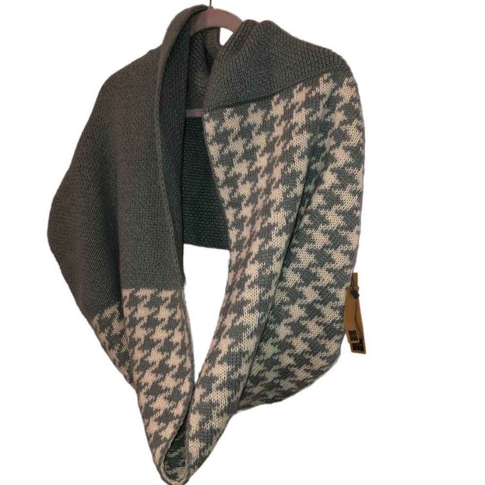 HOUNDSTOOTH PRINT infinity scarf Look Collection Dove gray Cream Chunky